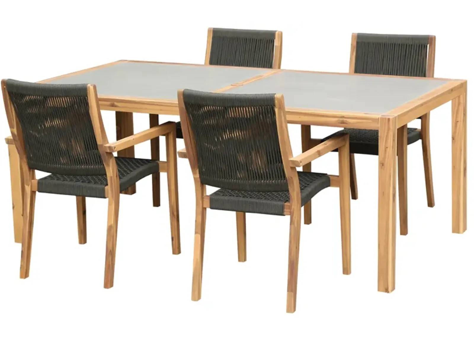 Sienna and Madsen 5 Piece Outdoor Eucalyptus Dining Set with Teak Finish