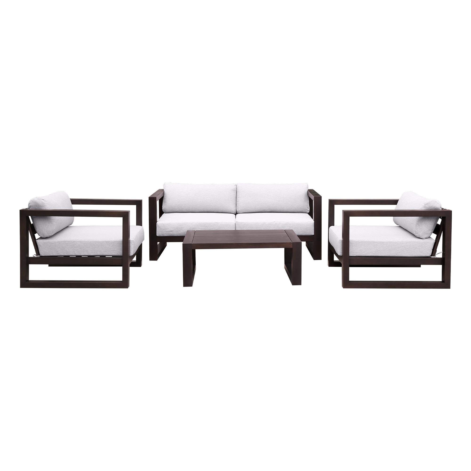 Paradise 4 Piece Outdoor Dark Eucalyptus Wood Sofa Seating Set with Cushions in Gray