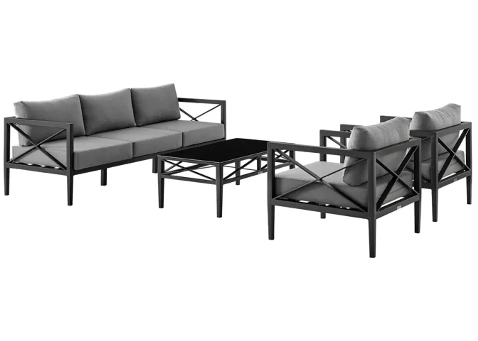 Sonoma Outdoor 4 piece Set in Dark Gray Finish and Dark Gray Cushions