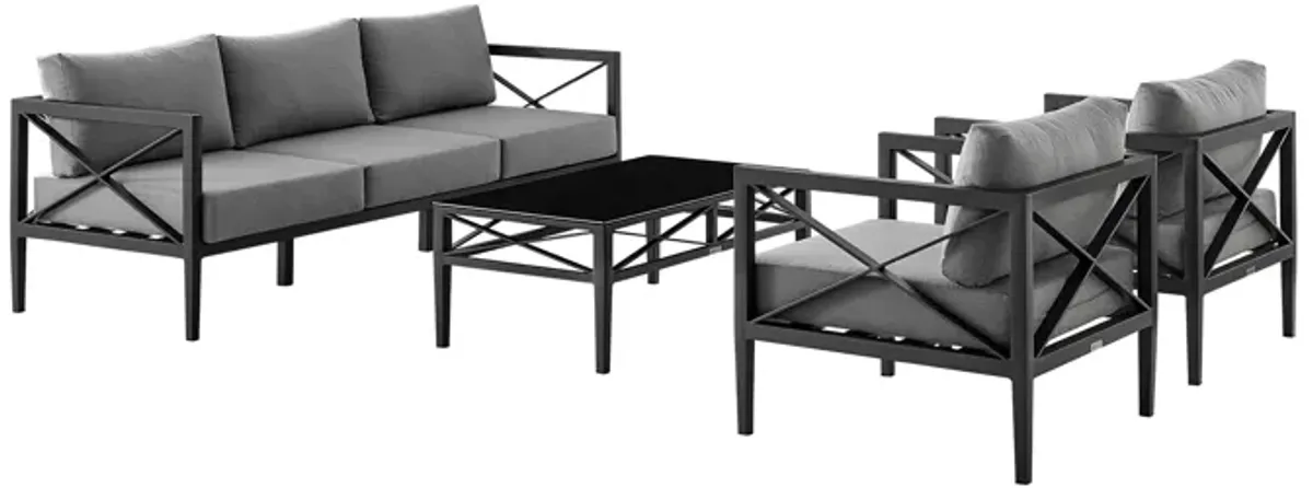 Sonoma Outdoor 4 piece Set in Dark Gray Finish and Dark Gray Cushions