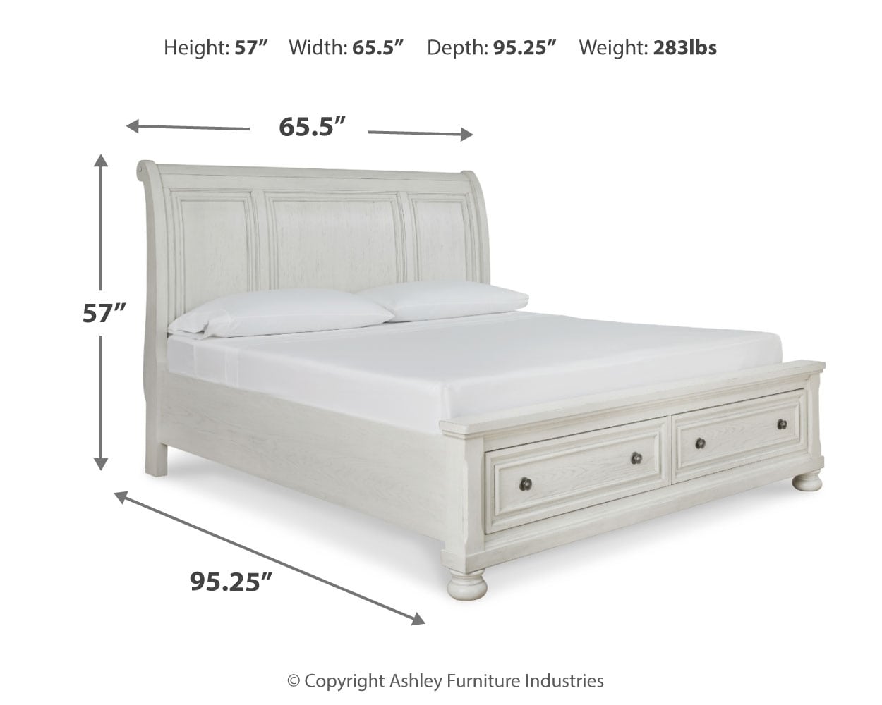 Robbinsdale Queen Sleigh Bed with 2 Storage Drawers