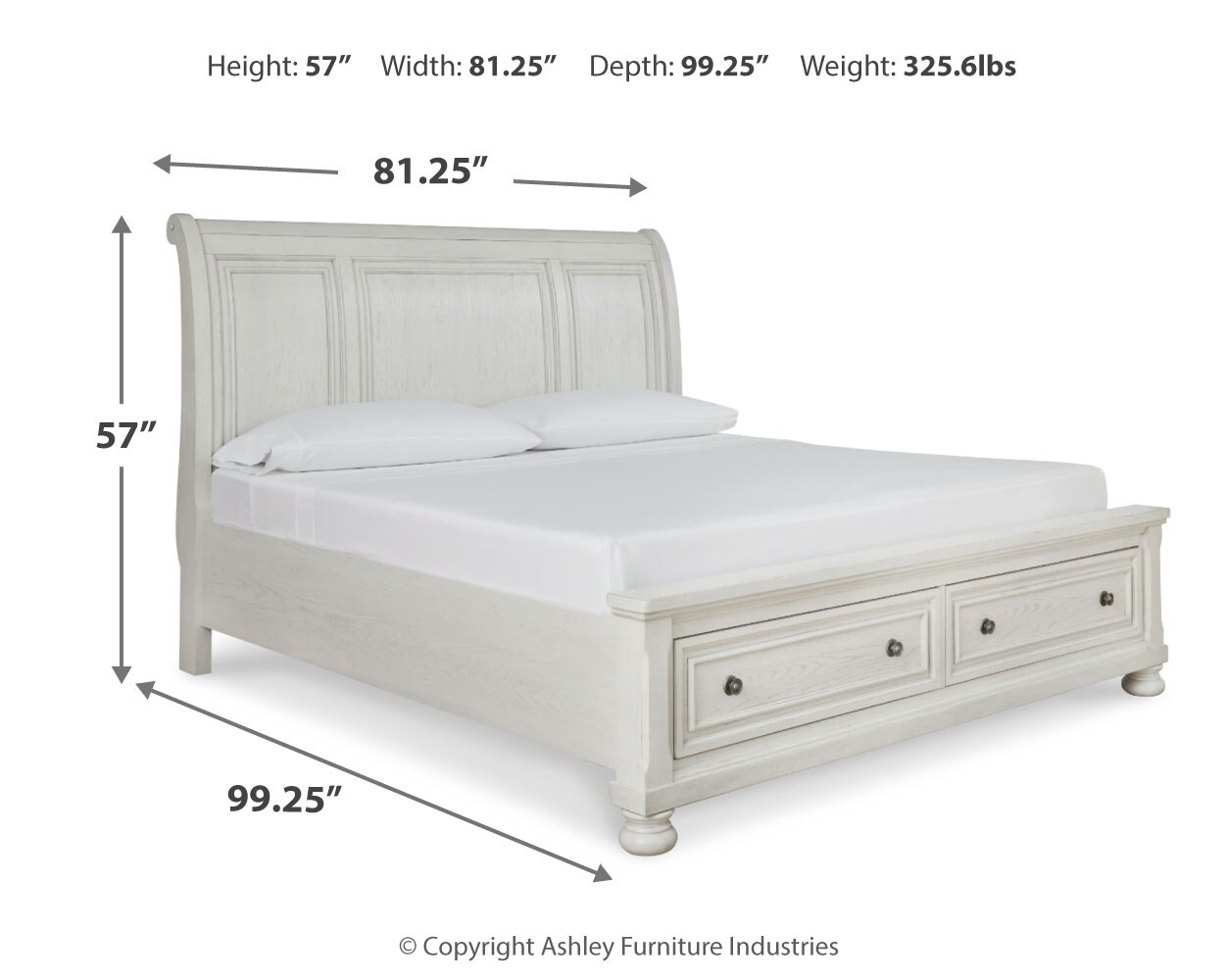 Robbinsdale California King Sleigh Bed with 2 Storage Drawers