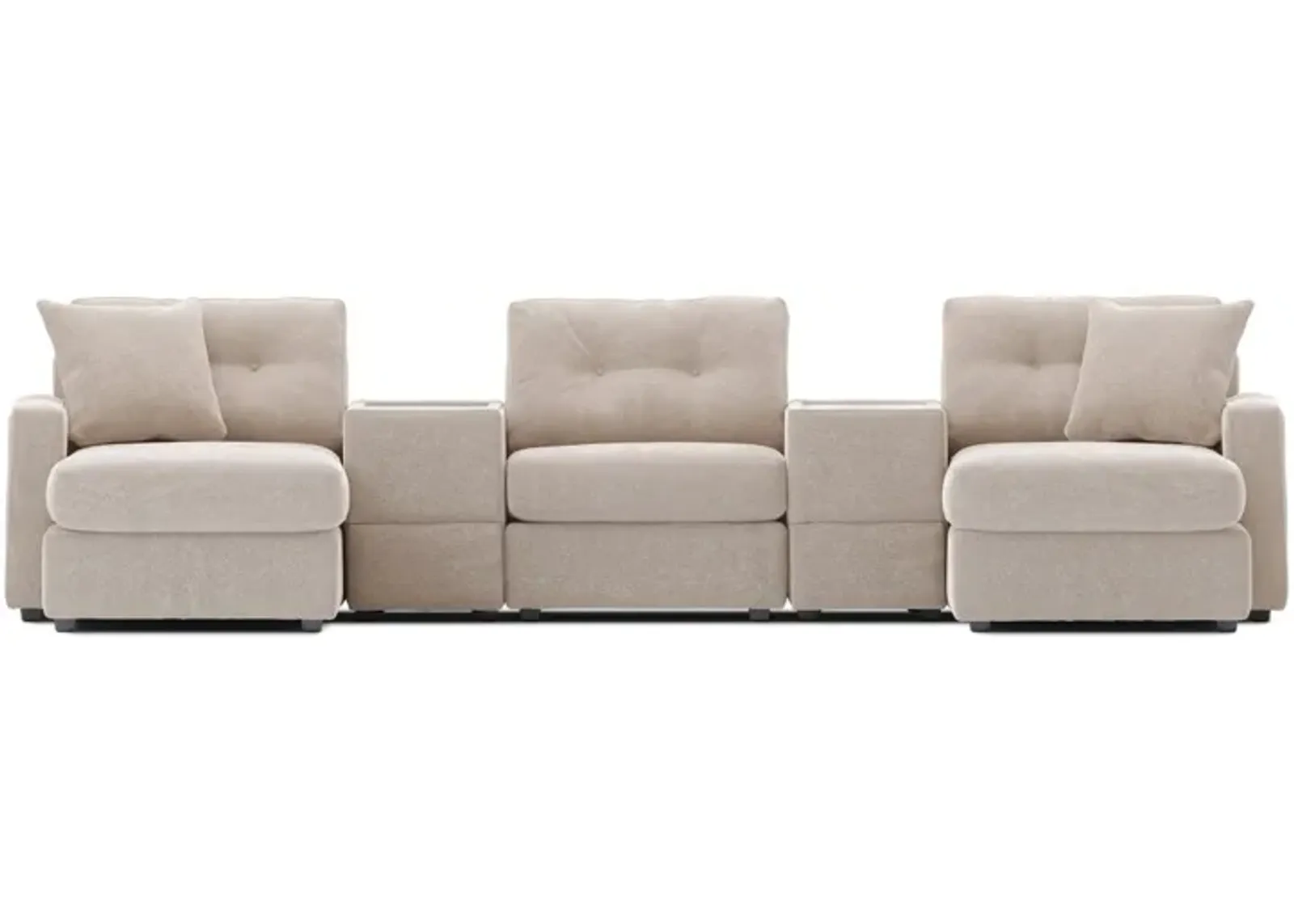 Modular One 5-Piece Theater Sectional with Dual Chaise - Stone