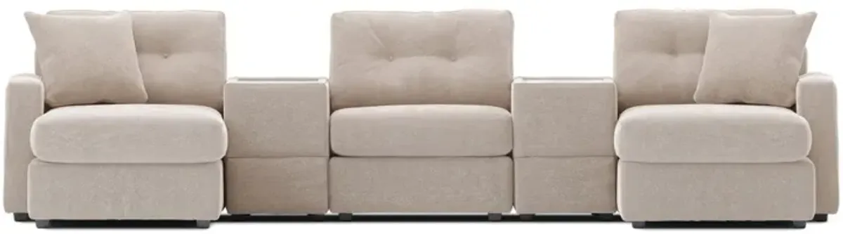 Modular One 5-Piece Theater Sectional with Dual Chaise - Stone