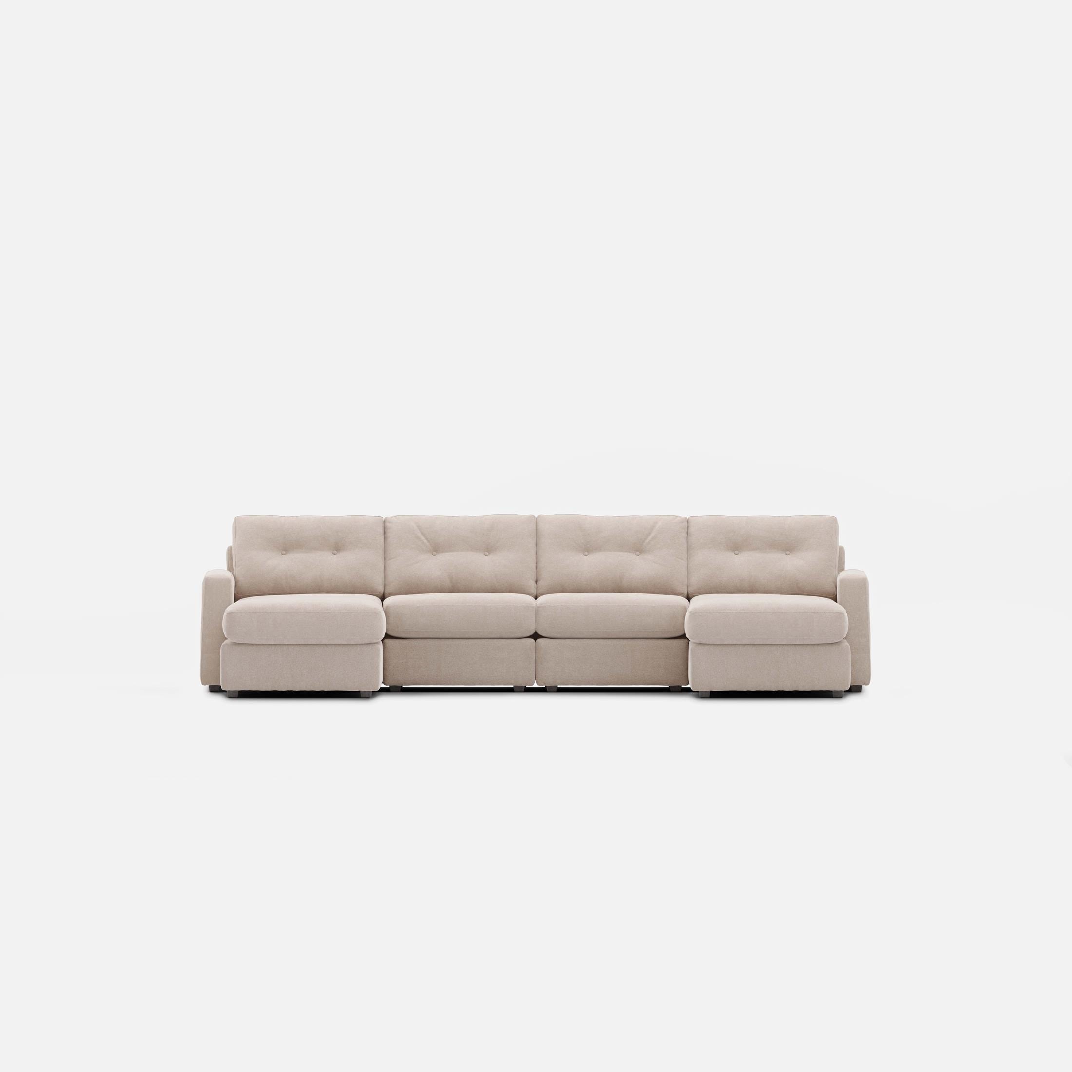 Modular One 4-Piece Sectional with Dual Chaise - Stone