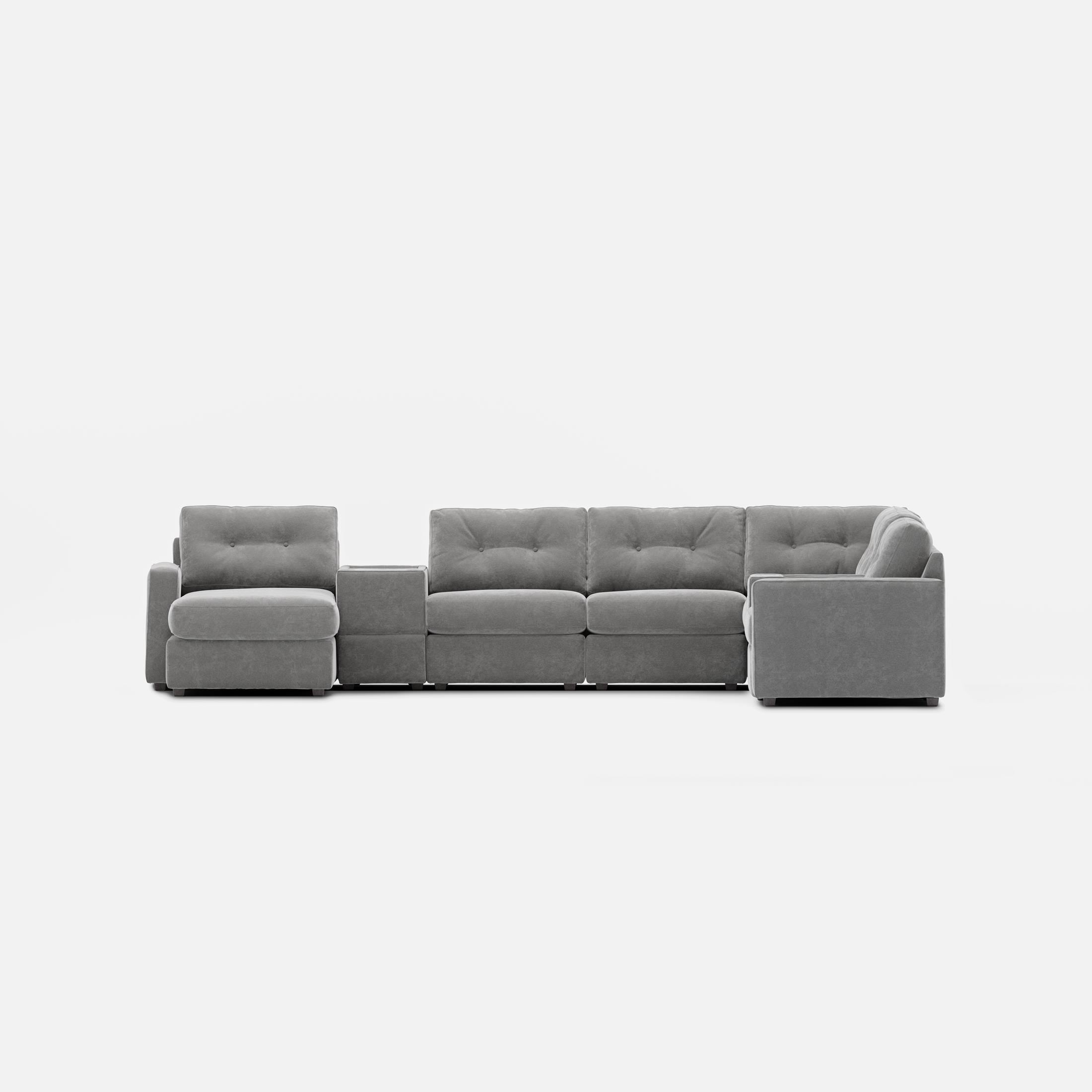 Modular One Left Facing Sectional with E-Console - Granite