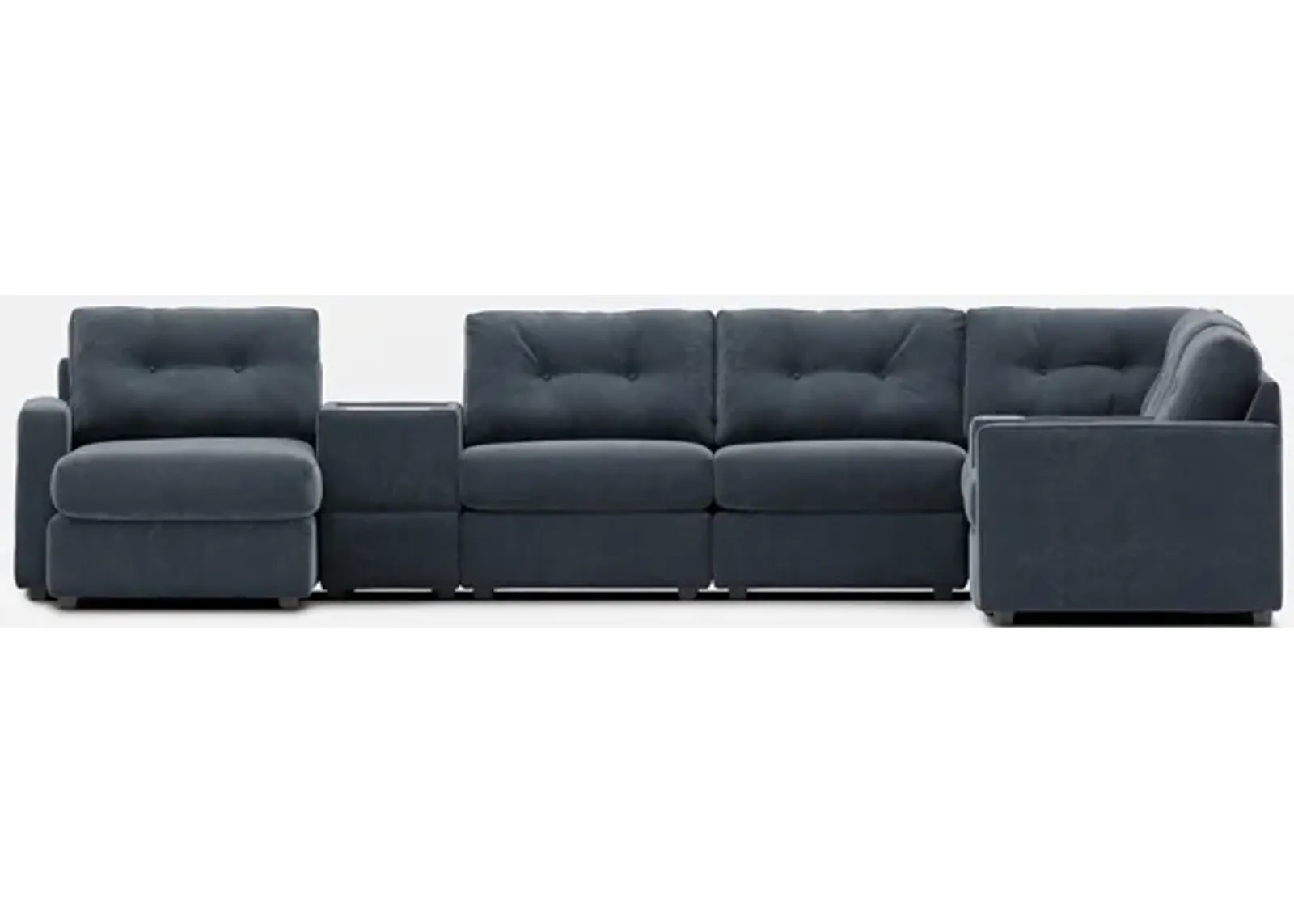 Modular One Left Facing 8-Piece Sectional with E-Console - Navy