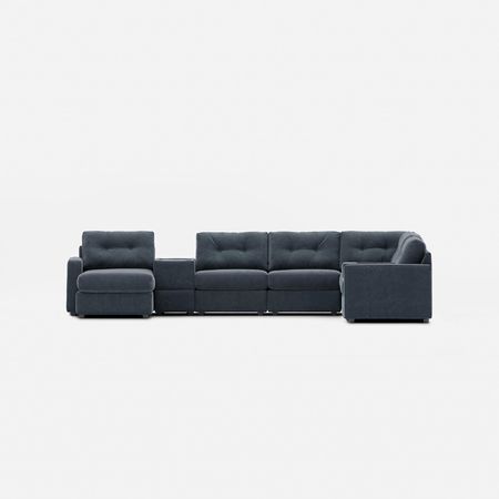 Modular One Left Facing 8-Piece Sectional with E-Console - Navy