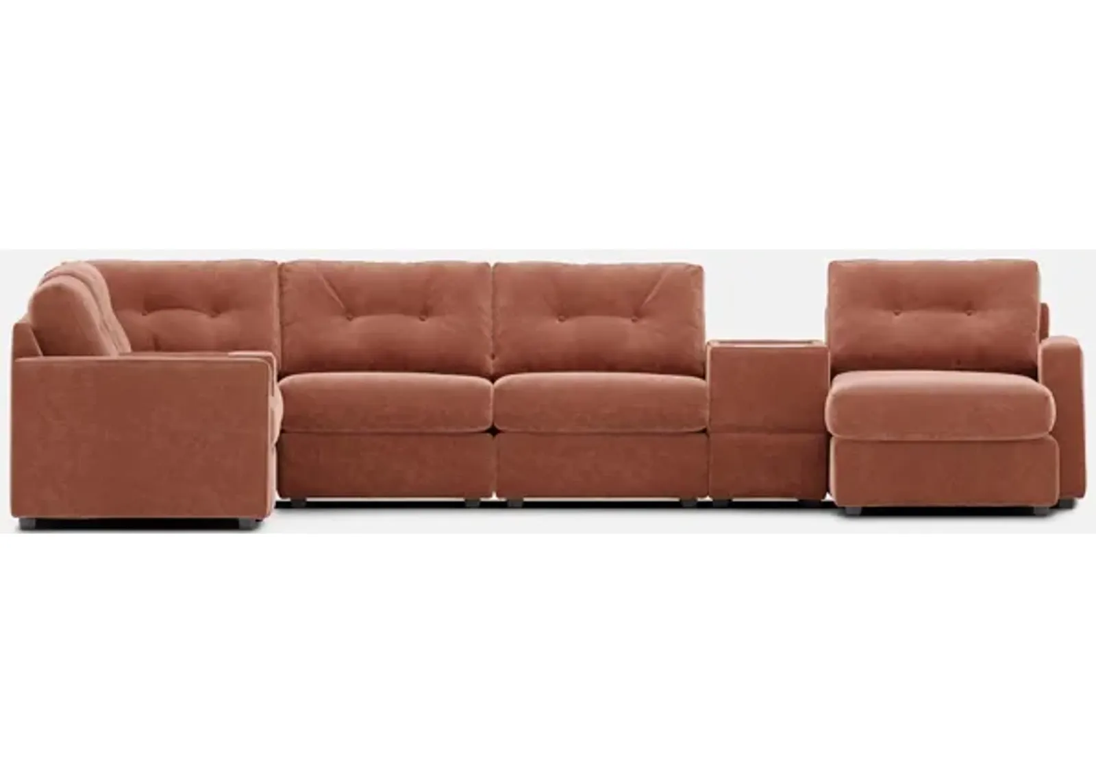 Modular One Right Facing 8-Piece Sectional with E-Console - Cantaloupe