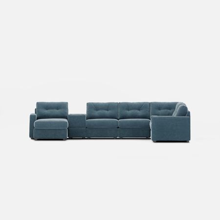 Modular One Left Facing 8-Piece Sectional with E-Console - Teal