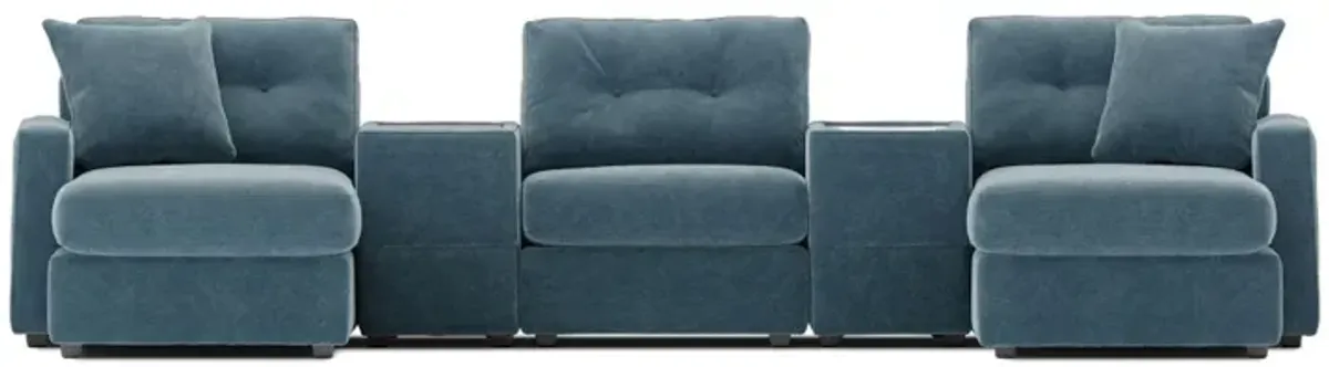 Modular One 5-Piece Theater Sectional with E-Console - Teal