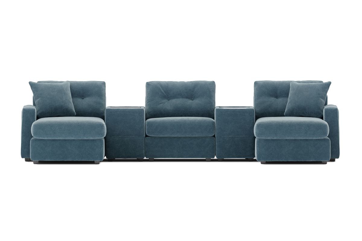 Modular One 5-Piece Theater Sectional with E-Console - Teal