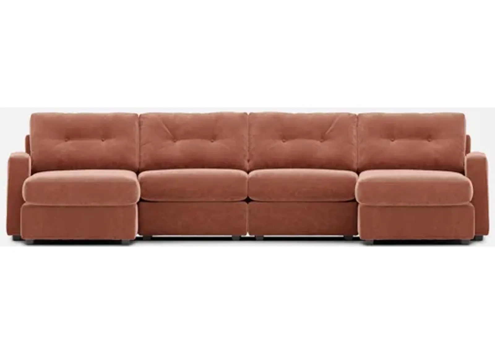 Modular One 4-Piece Sectional with Dual Chaise - Cantaloupe