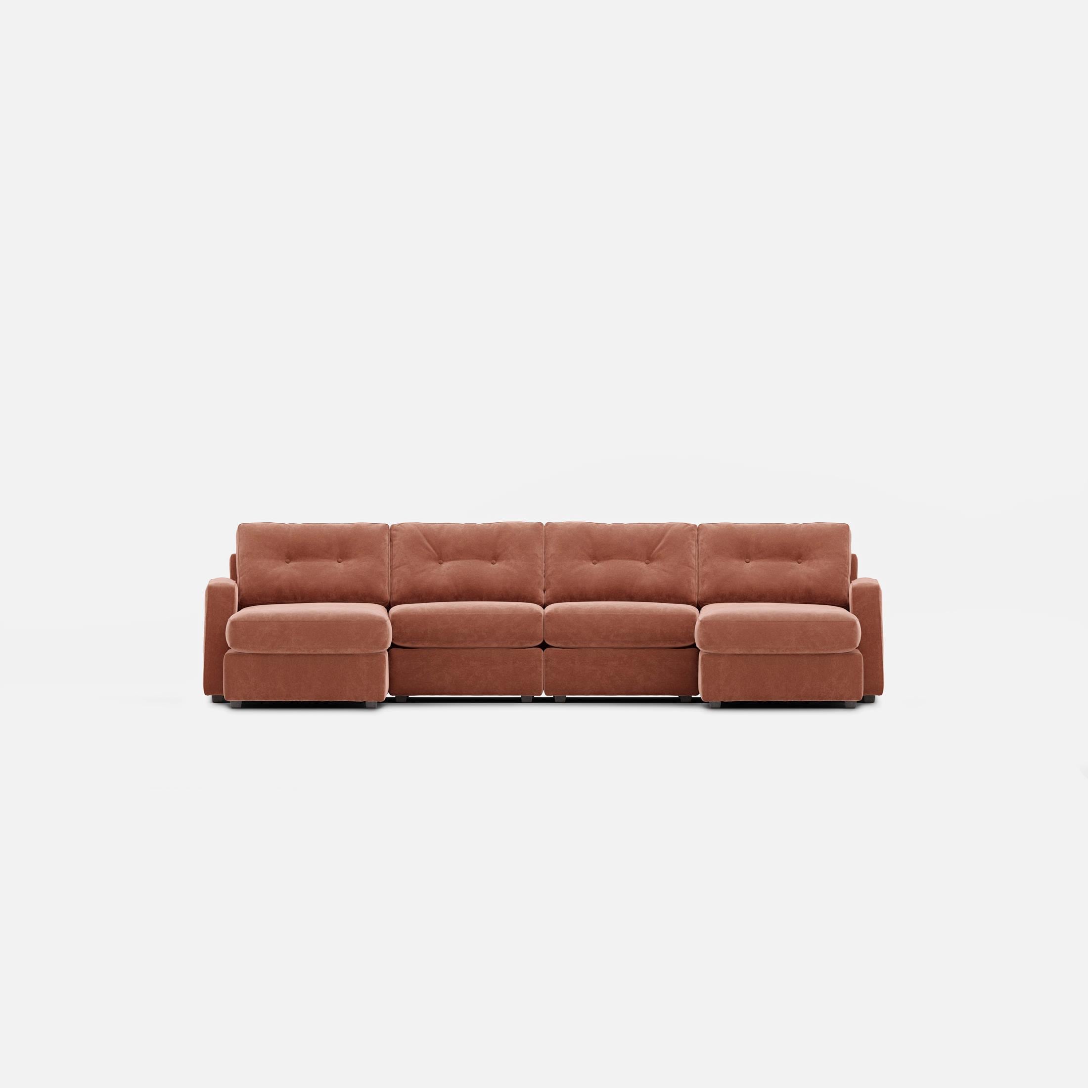 Modular One 4-Piece Sectional with Dual Chaise - Cantaloupe