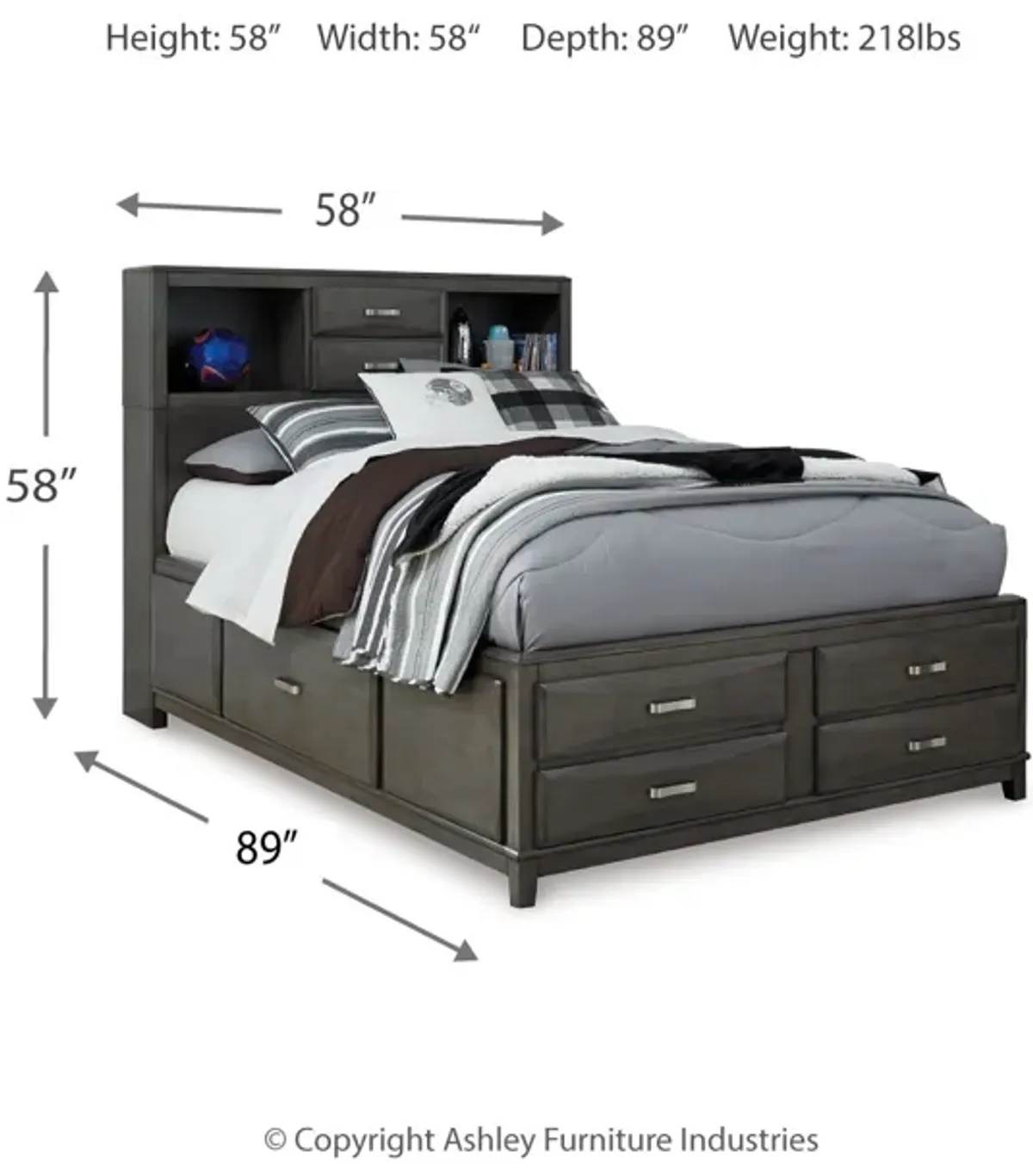 Caitbrook Full Storage Bed with 7 Drawers