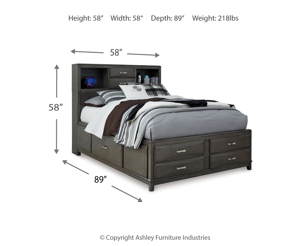 Caitbrook Full Storage Bed with 7 Drawers