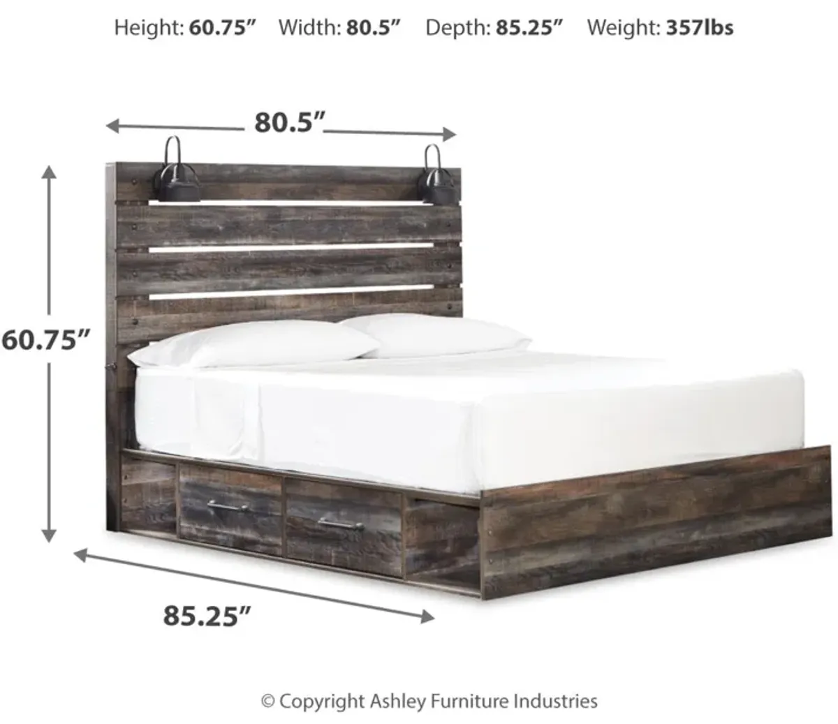 Drystan King Panel Bed with 4 Storage Drawers and 4 Cubbies