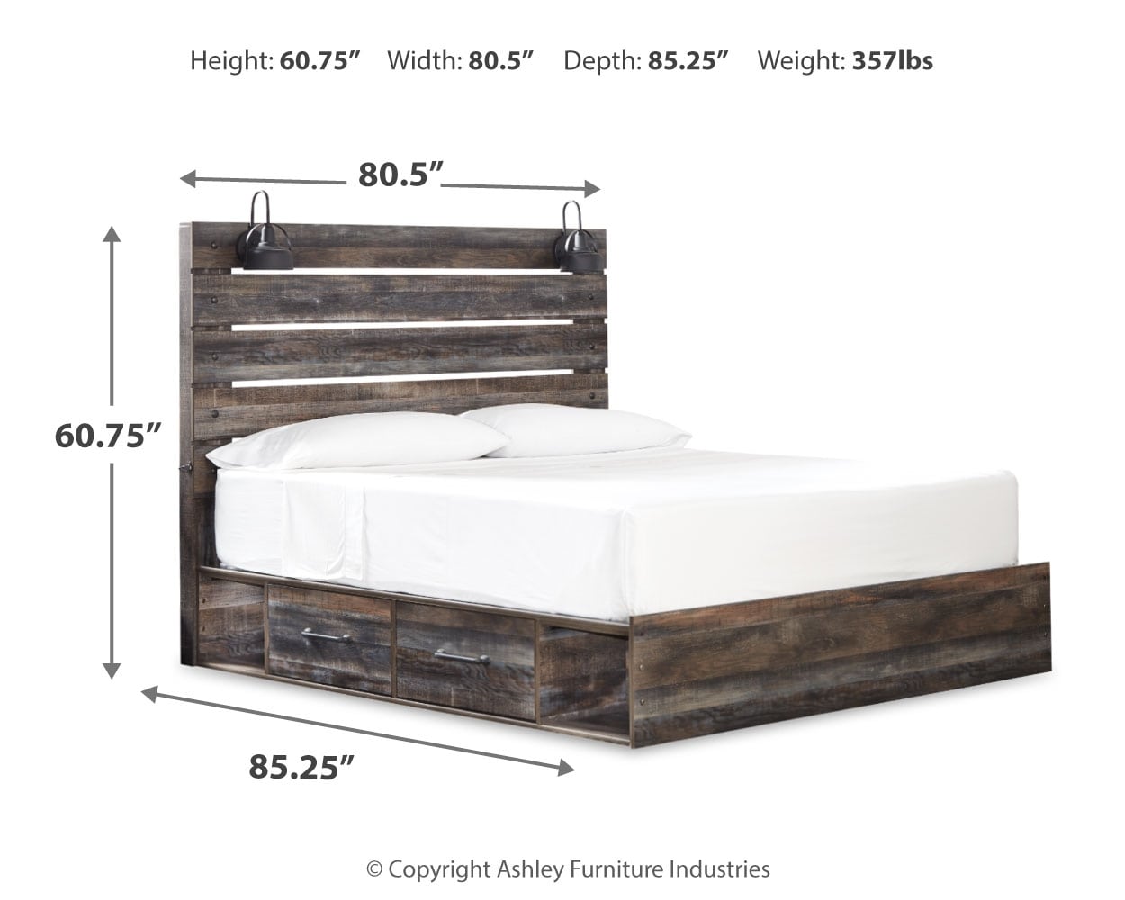 Drystan King Panel Bed with 4 Storage Drawers and 4 Cubbies