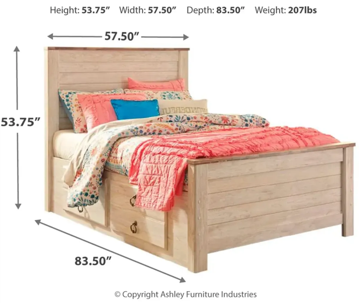 Willowton Full Panel Bed with 2 Storage Drawers