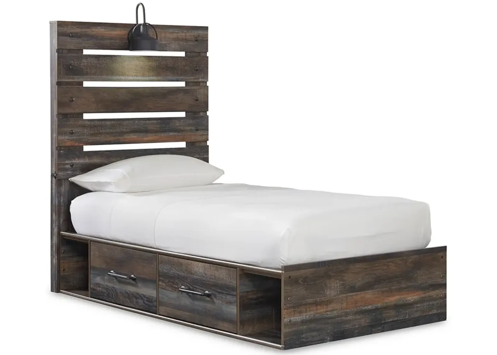 Drystan Twin Panel Bed with 4 Storage Drawers and 4 Cubbies