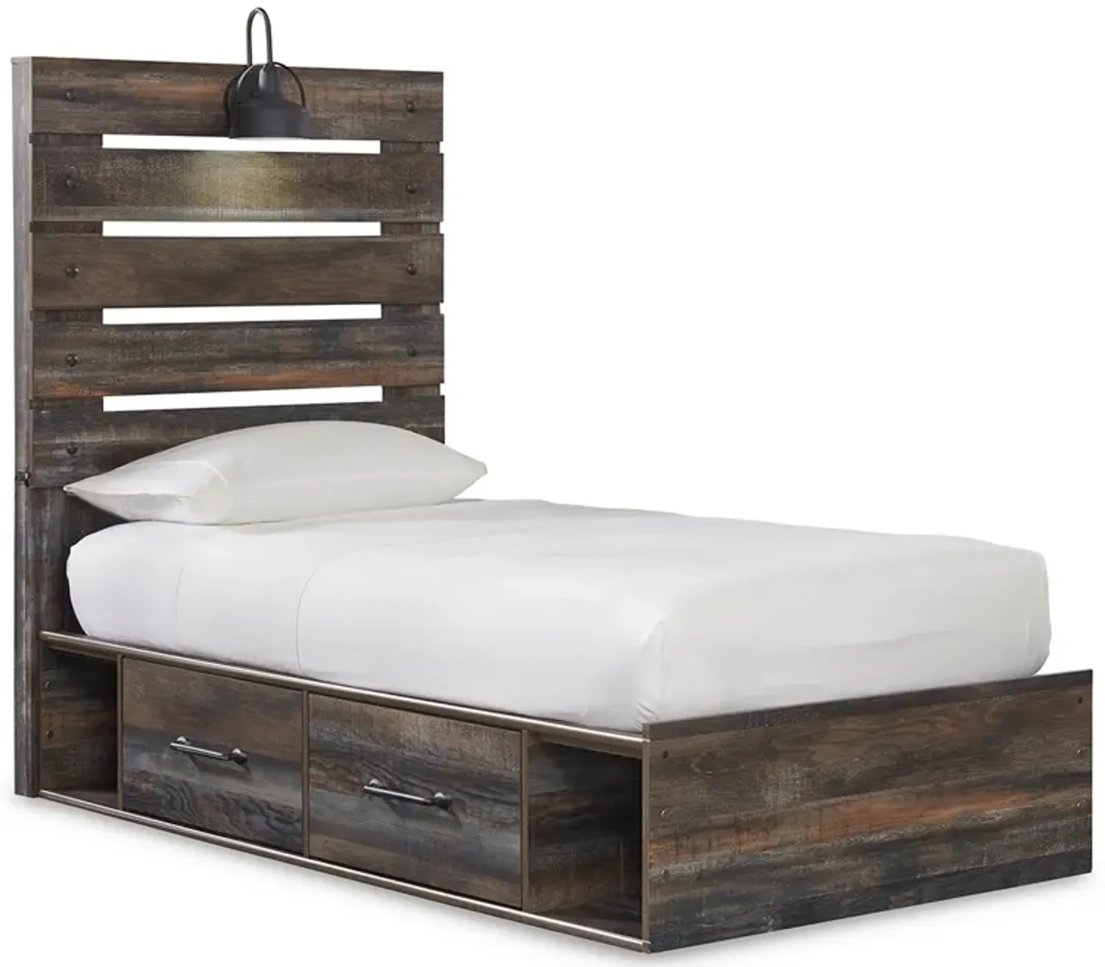 Drystan Twin Panel Bed with 4 Storage Drawers and 4 Cubbies