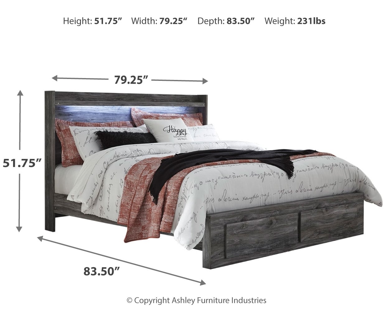 Baystorm King Panel Bed with 2 Storage Drawers