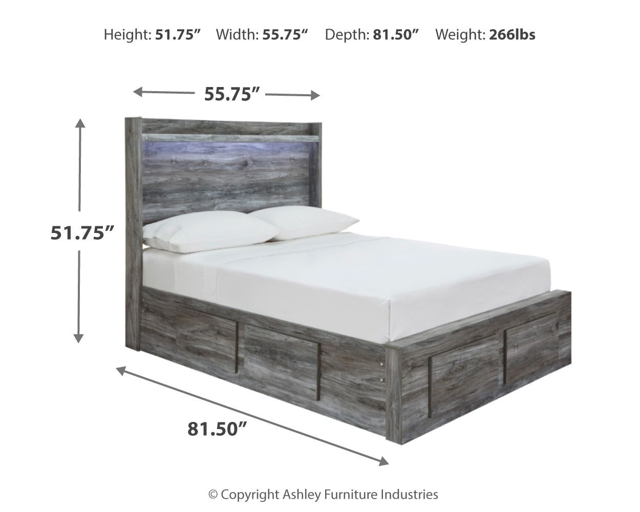 Baystorm Full Panel Bed with 6 Storage Drawers