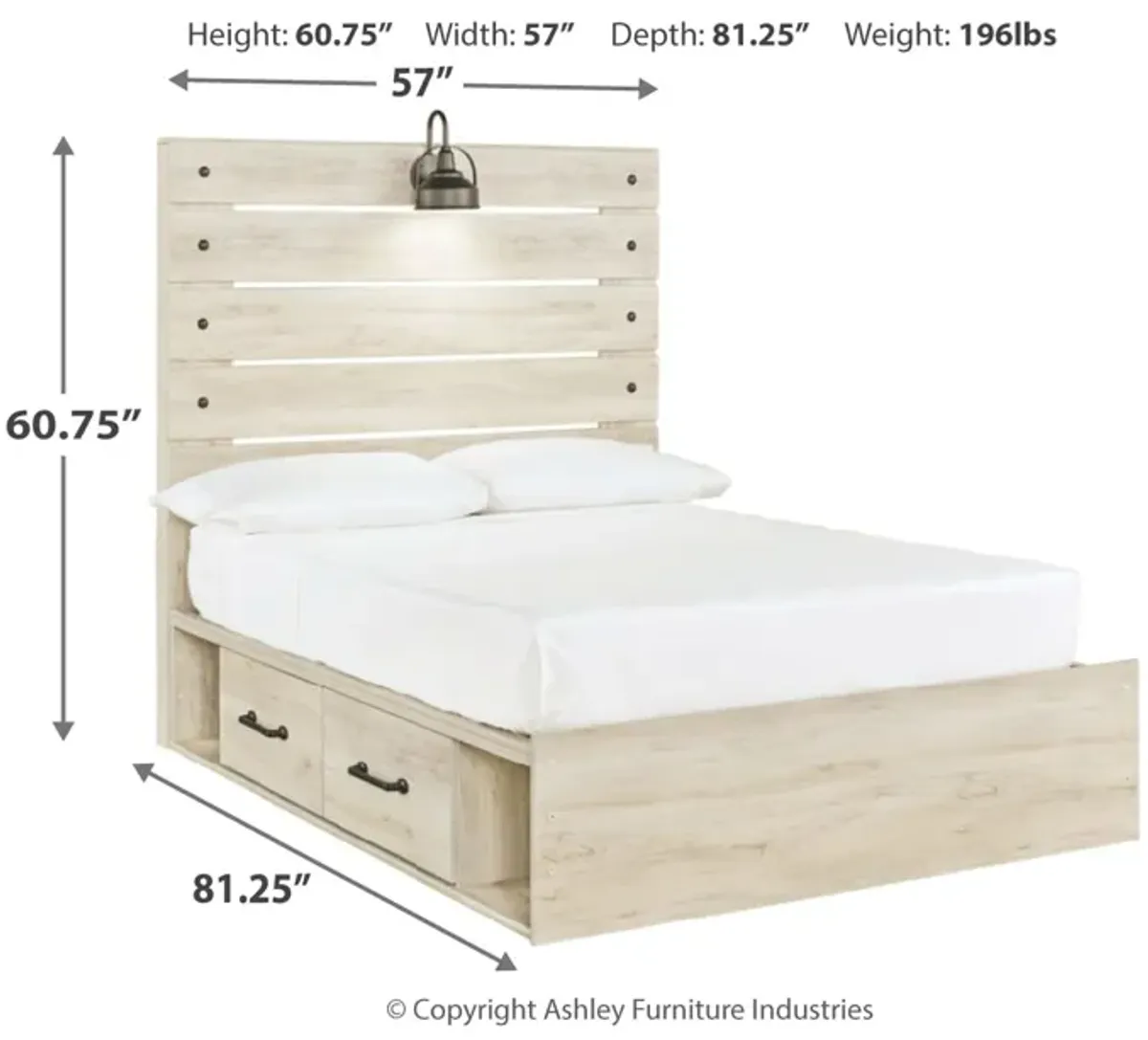 Cambeck Full Panel Bed with 2 Storage Drawers and 2 Cubbies