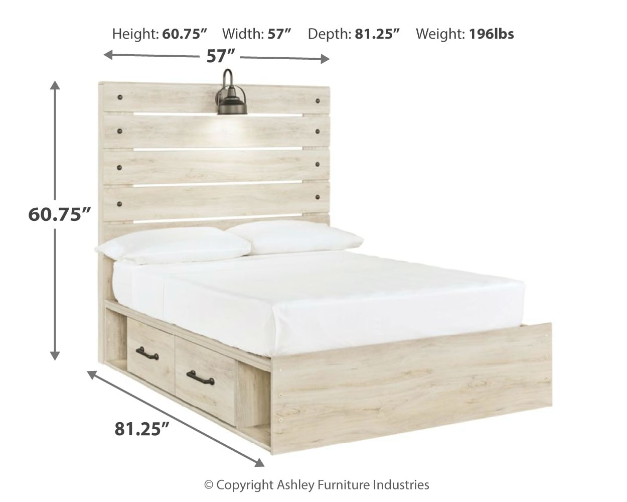 Cambeck Full Panel Bed with 2 Storage Drawers and 2 Cubbies