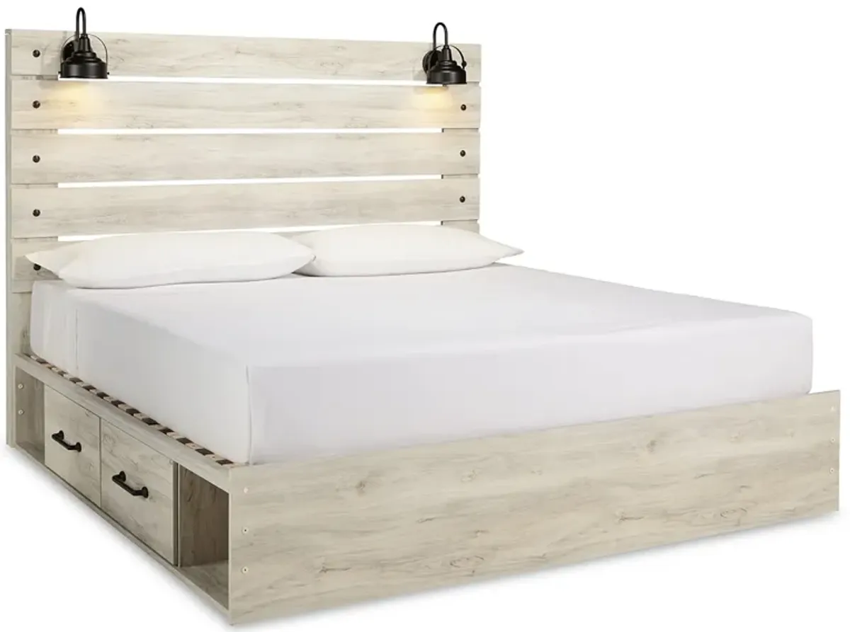 Cambeck King Panel Bed with 2 Storage Drawers and 2 Cubbies