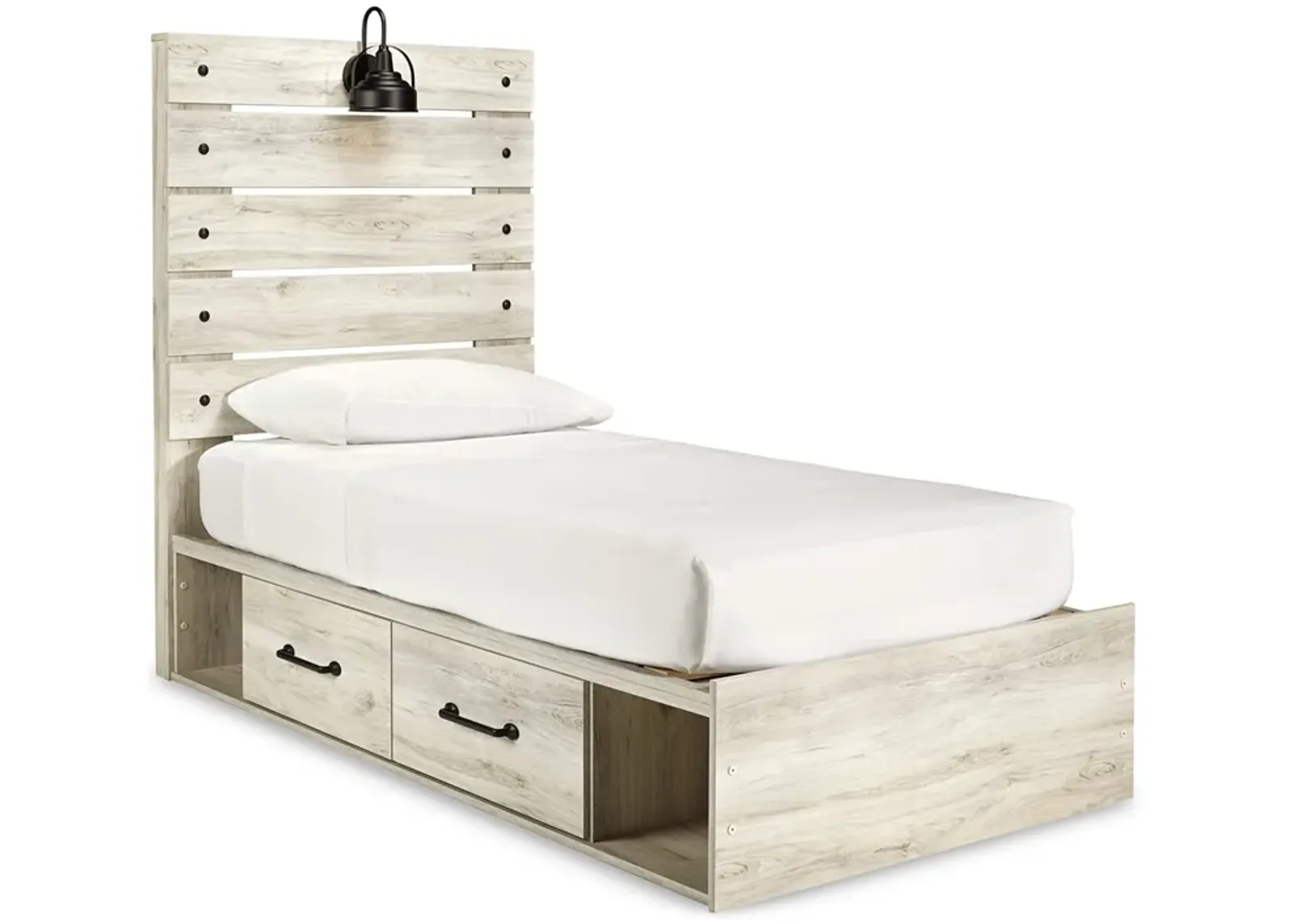 Cambeck Twin Panel Bed with 4 Storage Drawers and 4 Cubbies