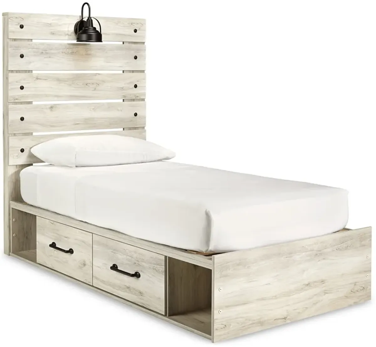 Cambeck Twin Panel Bed with 4 Storage Drawers and 4 Cubbies