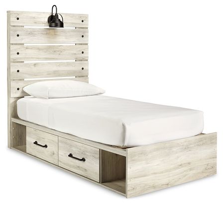 Cambeck Twin Panel Bed with 4 Storage Drawers and 4 Cubbies