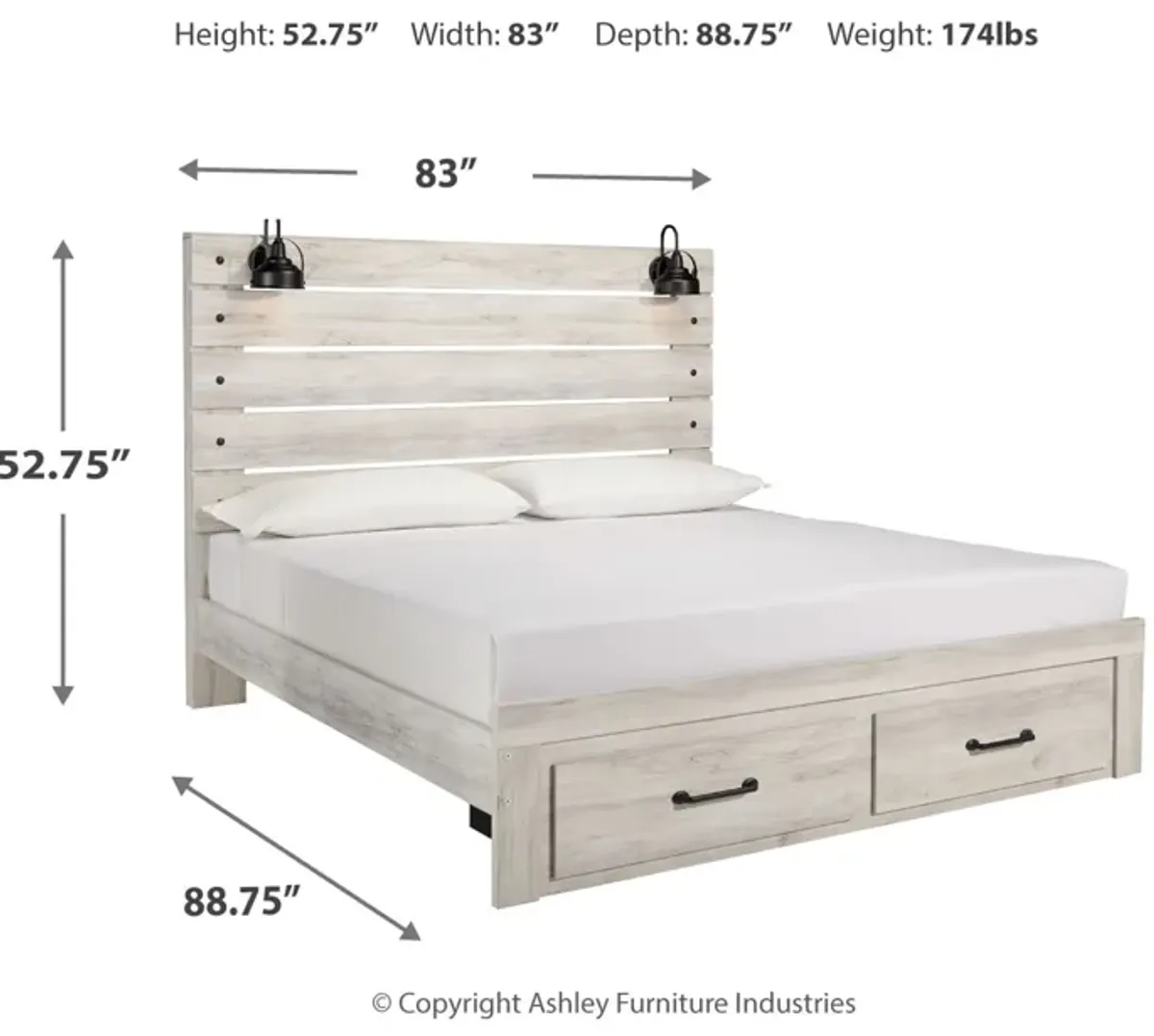 Cambeck King Panel Bed with 2 Storage Drawers