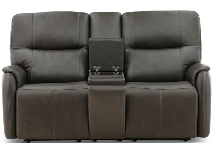 Walker Leather Power Reclining Console Loveseat by Levin Furniture
