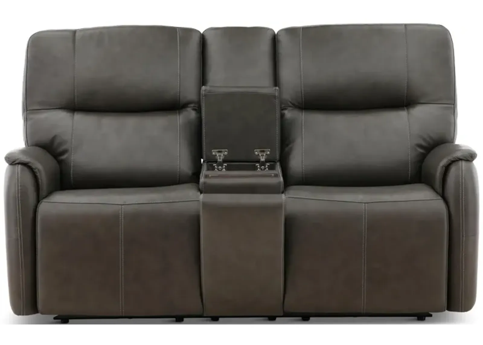 Walker Leather Power Reclining Console Loveseat