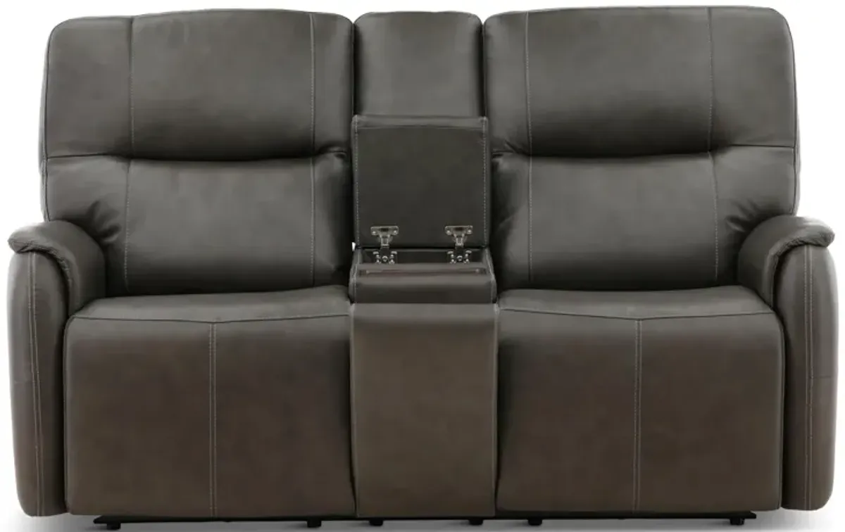 Walker Leather Power Reclining Console Loveseat