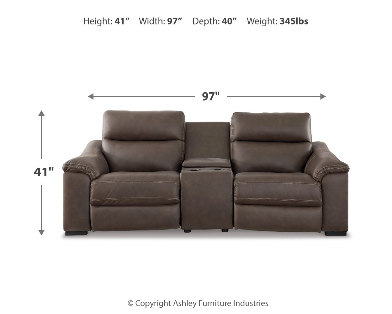 Salvatore 3-Piece Dual Power Leather Reclining Modular Loveseat with Console