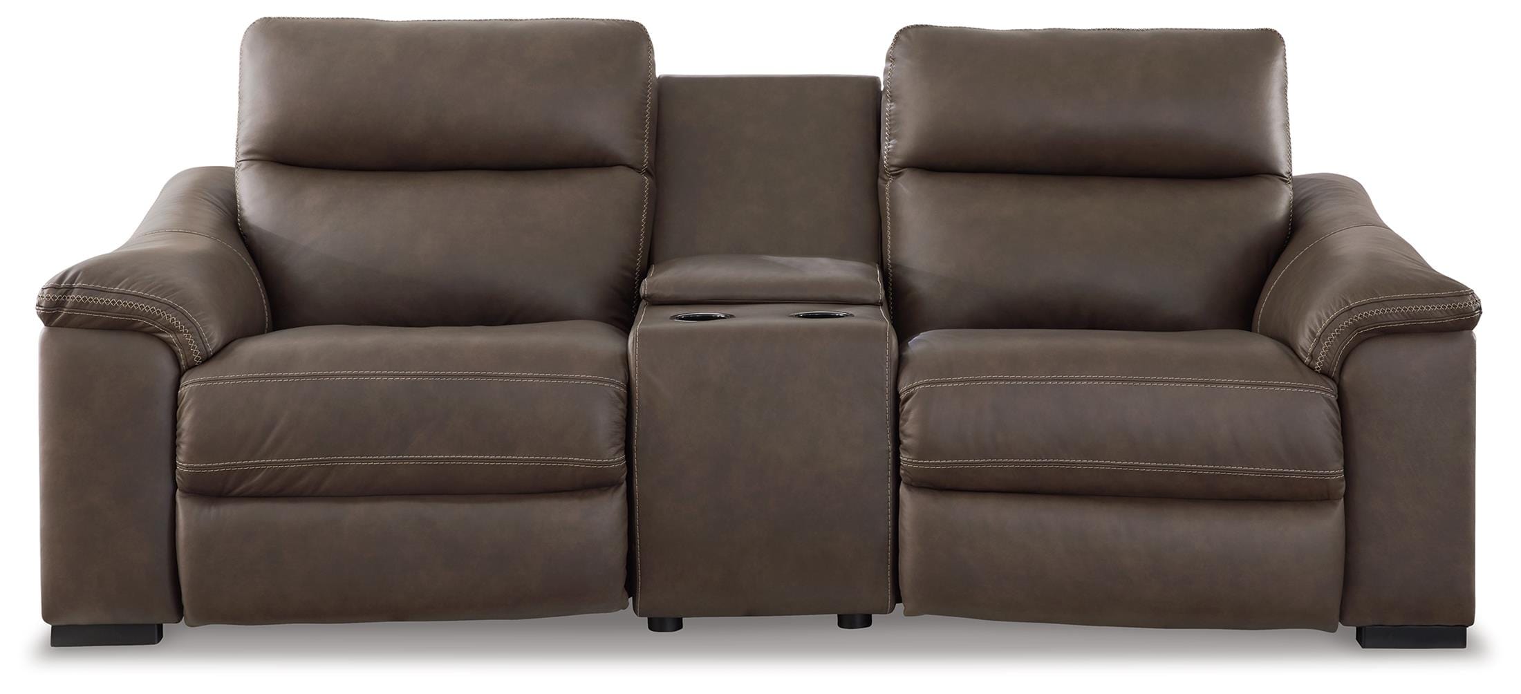 Salvatore 3-Piece Dual Power Leather Reclining Modular Loveseat with Console