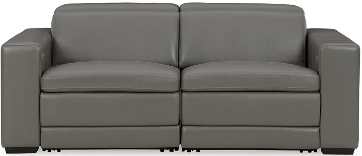 Texline 2-Piece Dual Power Leather Reclining Modular Loveseat