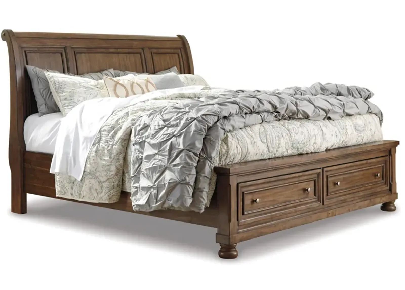 Flynnter California King Sleigh Bed with 2 Storage Drawers