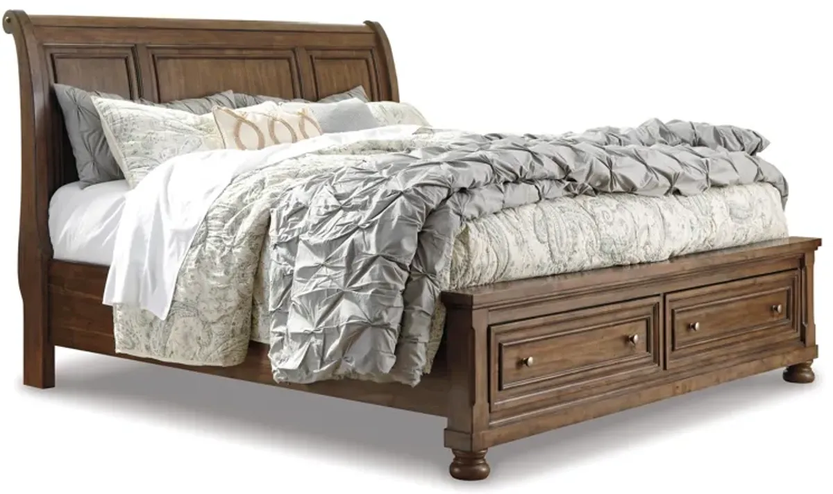 Flynnter California King Sleigh Bed with 2 Storage Drawers