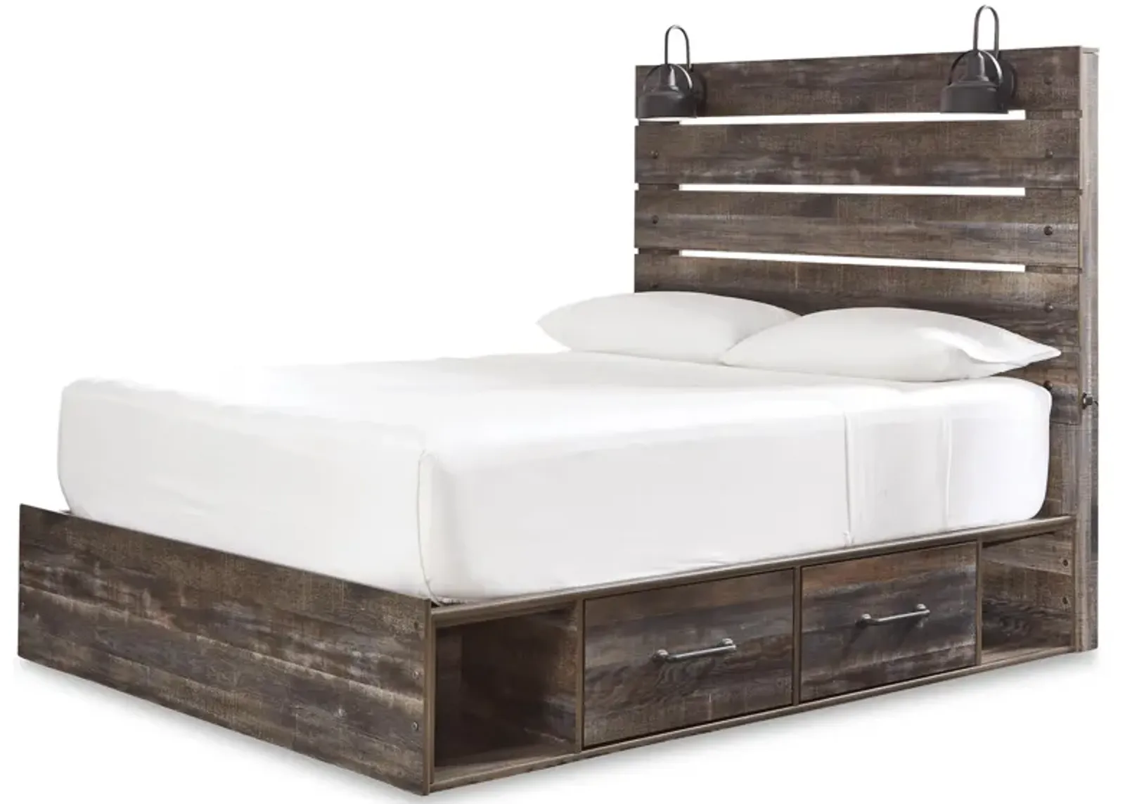 Drystan King Panel Bed with 2 Storage Drawers and 2 Cubbies