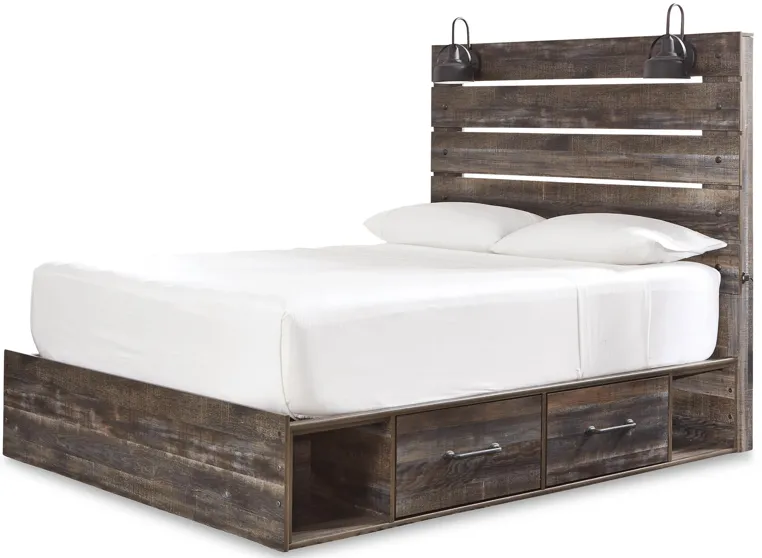 Drystan King Panel Bed with 2 Storage Drawers and 2 Cubbies