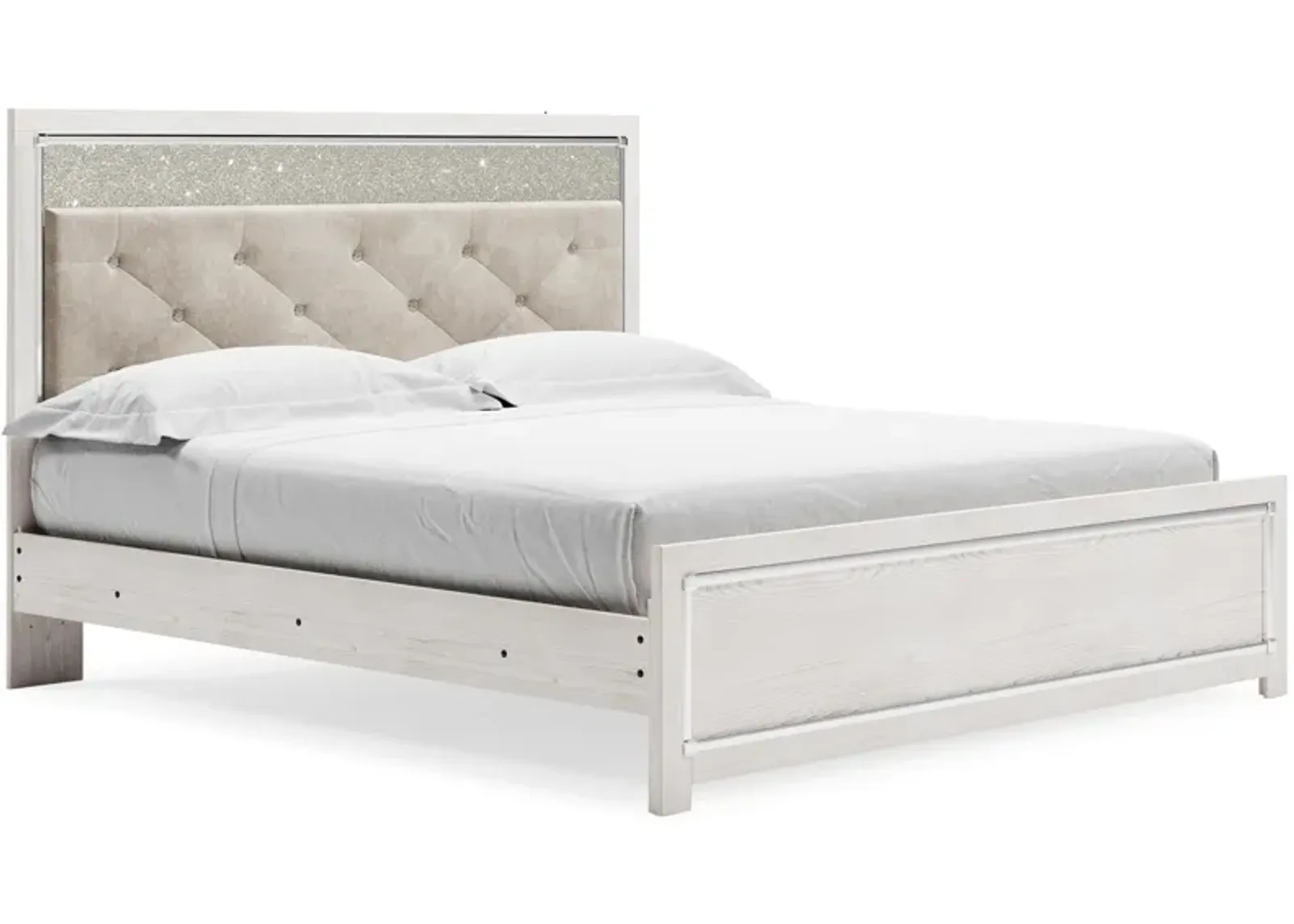 Altyra King Panel Bed with Upholstered Headboard