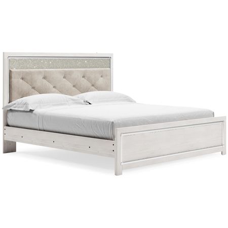 Altyra King Panel Bed with Upholstered Headboard