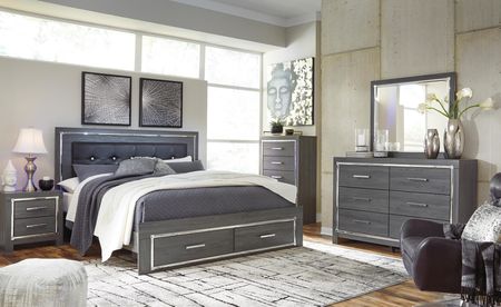 Lodanna King Upholstered Panel Bed with 2 Storage Drawers