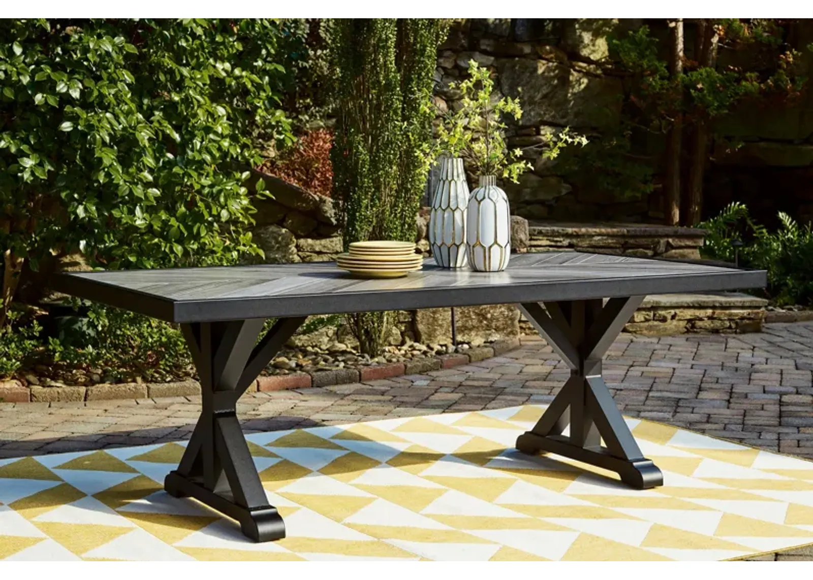 Beachcroft Outdoor Dining Table with Umbrella Option