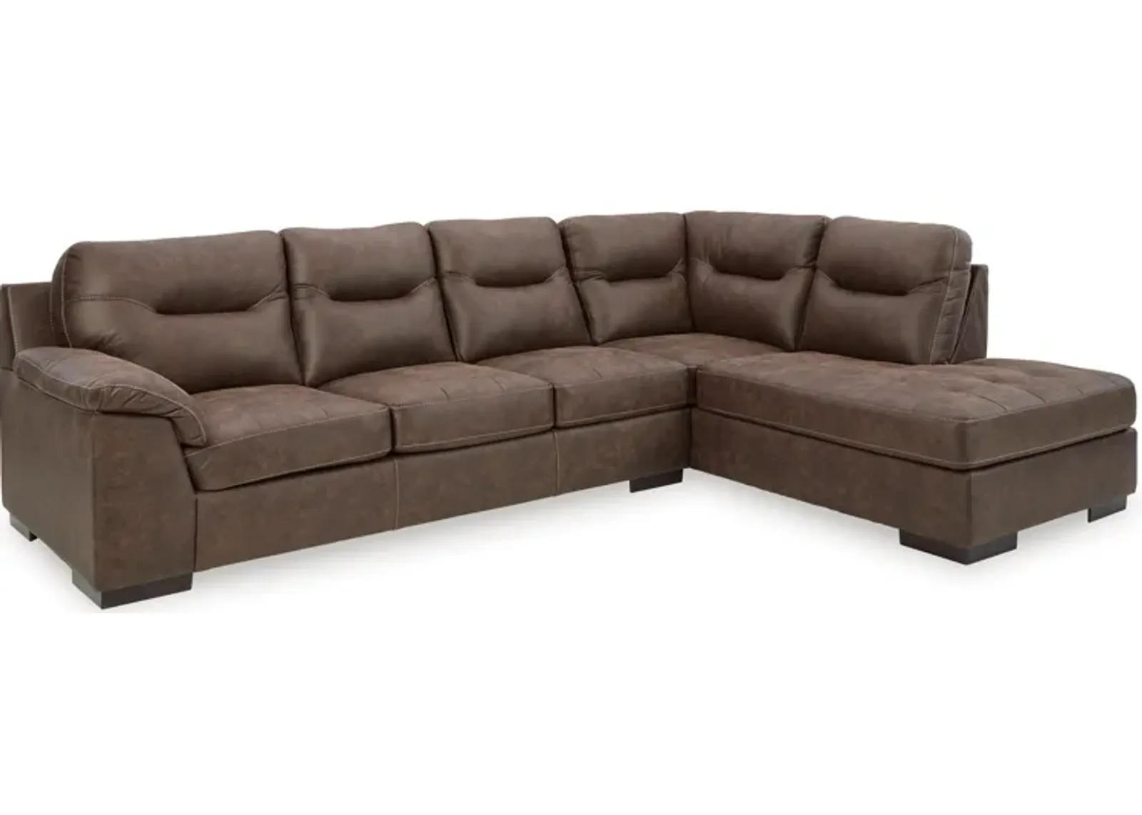 Maderla 2-Piece Walnut Sectional with Chaise