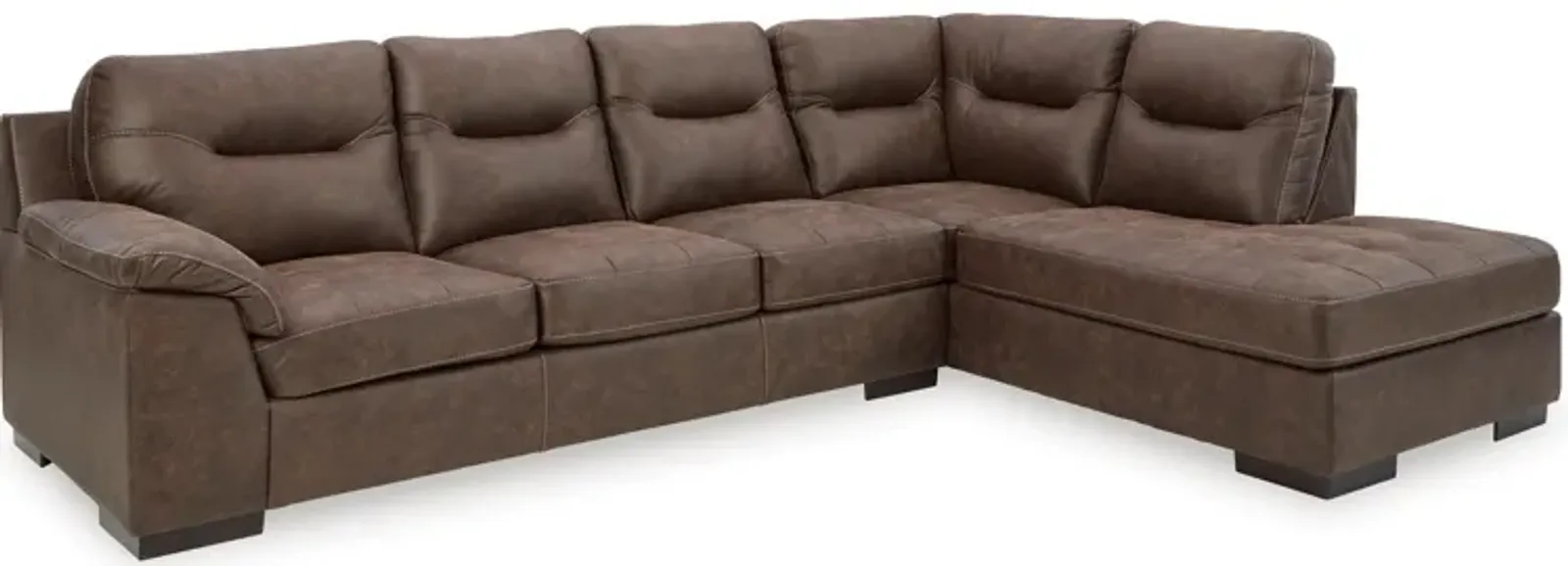 Maderla 2-Piece Walnut Sectional with Chaise